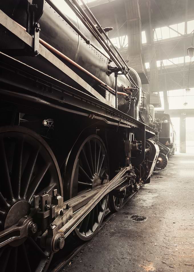 Vintage Steam Train in a Workshop