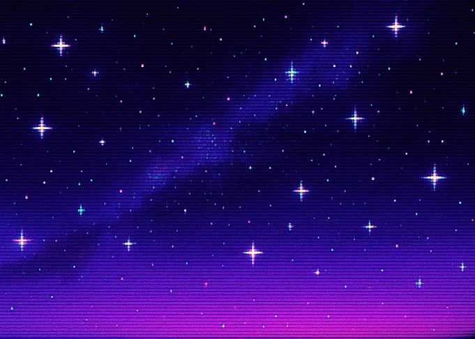 Retro Pixelated Starry Night Sky