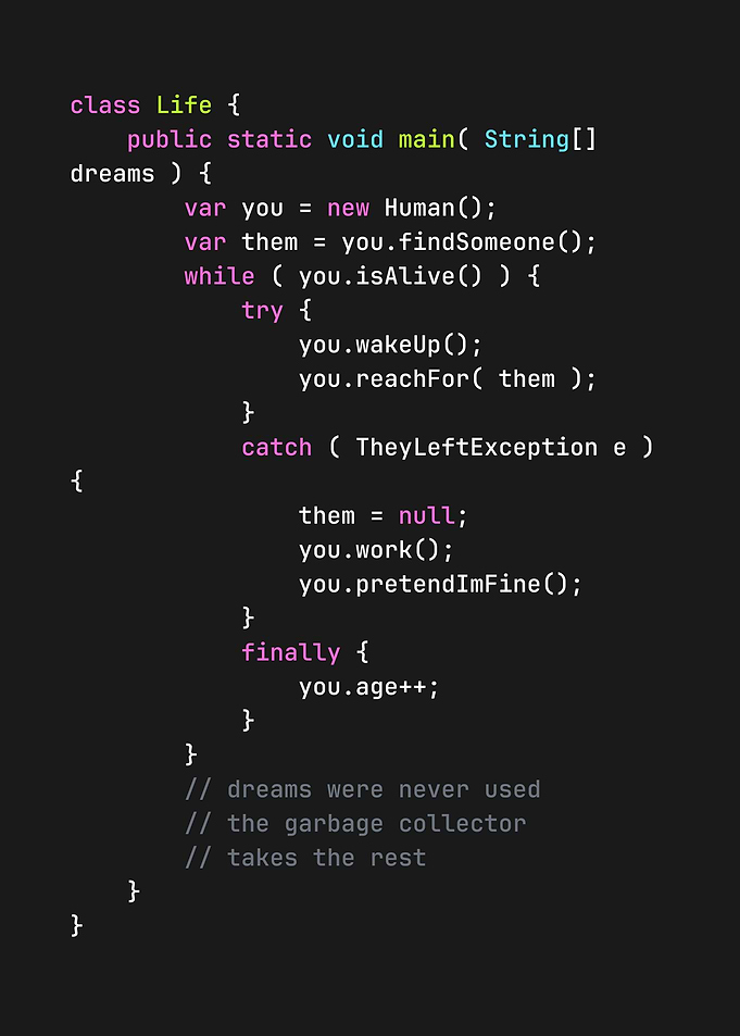 Code Snippet About Life and Dreams