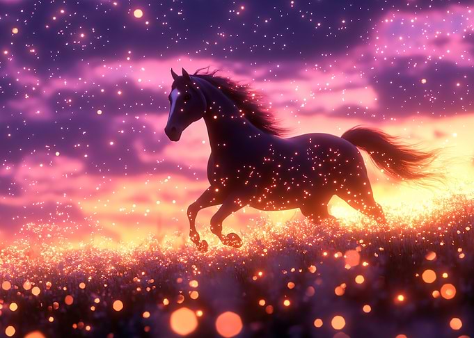 Magical Horse in Starry Field