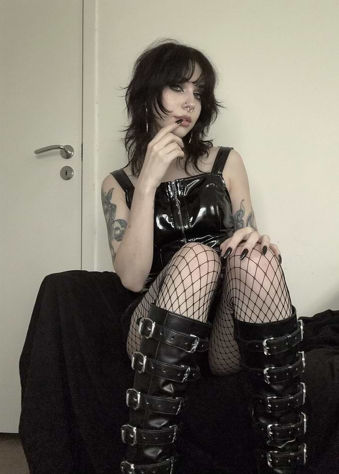 Goth Fashion Model in Black Outfit