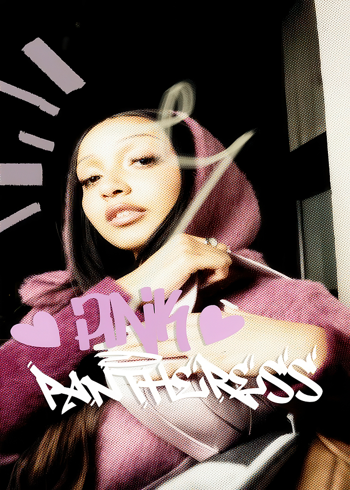 Pink Pantheress with text overlay