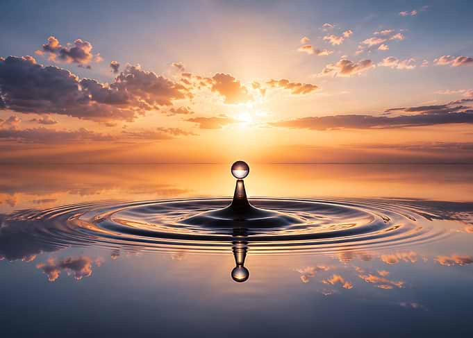 Water Drop Sunset Reflection