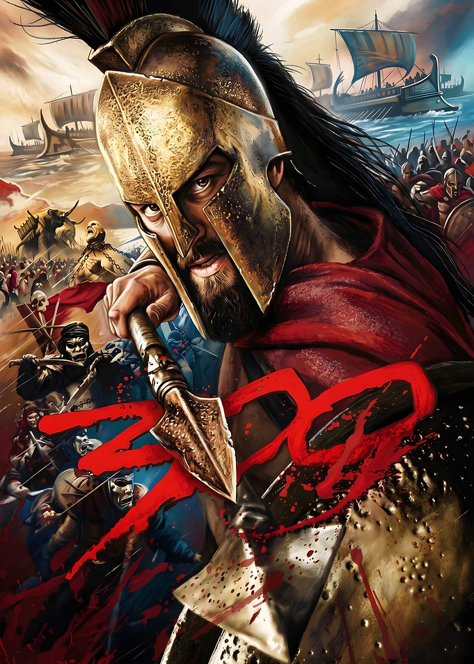 Spartan Warrior with Spear and Army