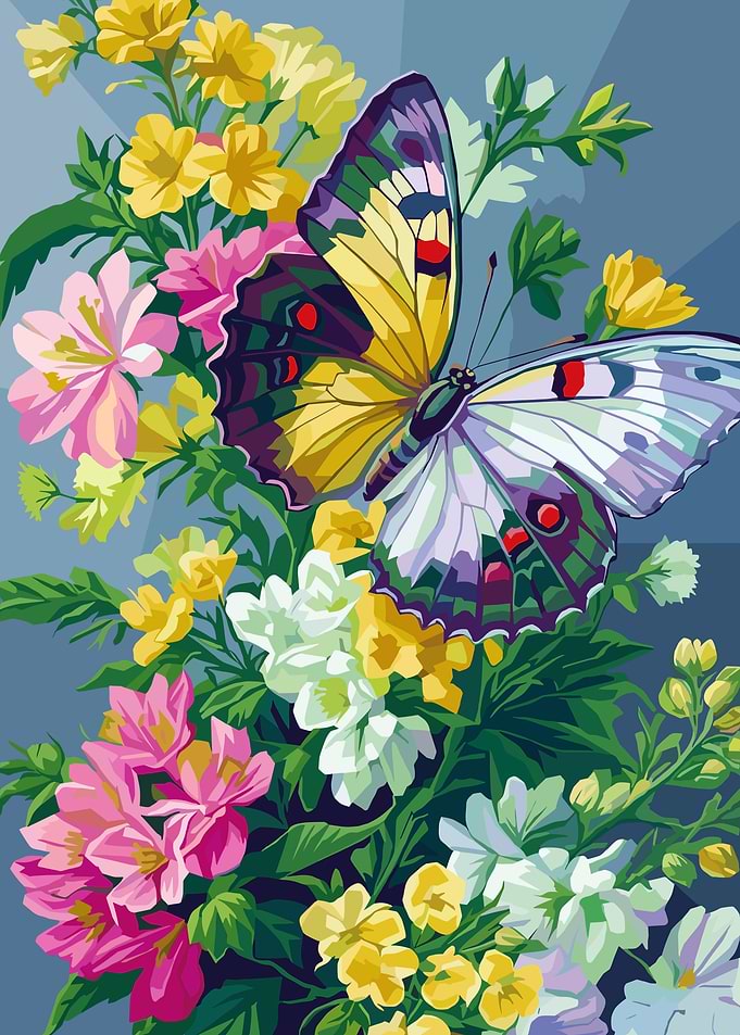 Butterfly on a Floral Background