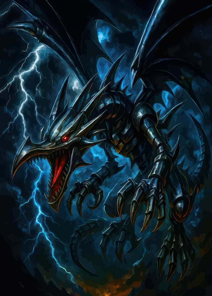 Dark Dragon Amidst Lightning