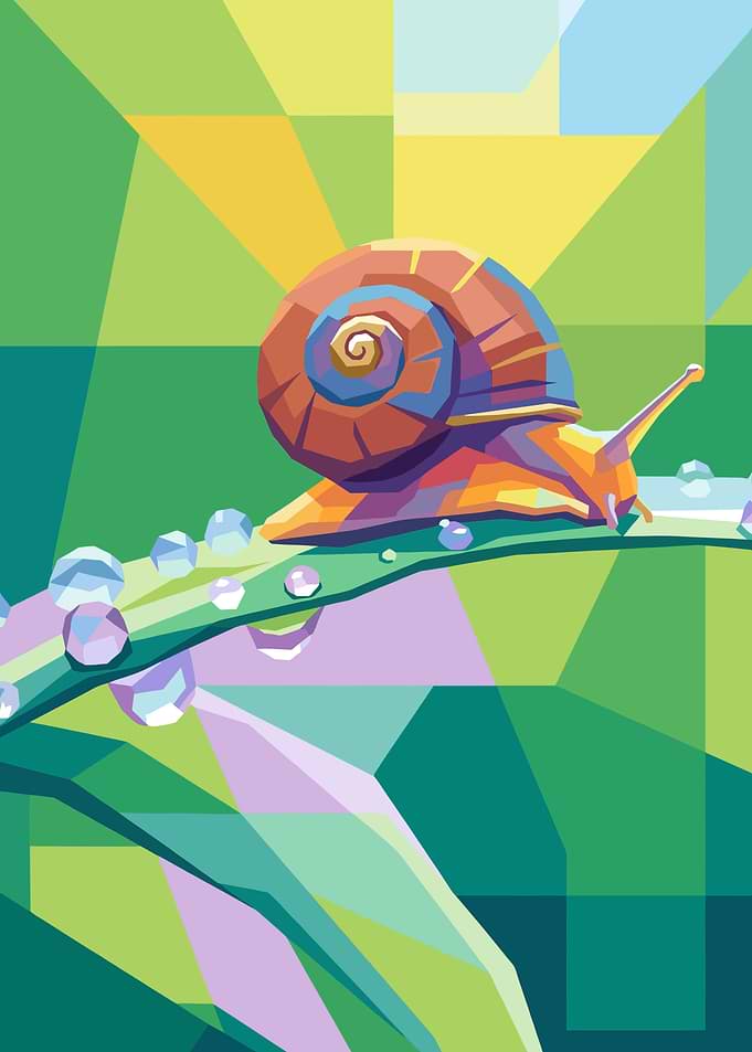 Geometric Snail on a Leaf