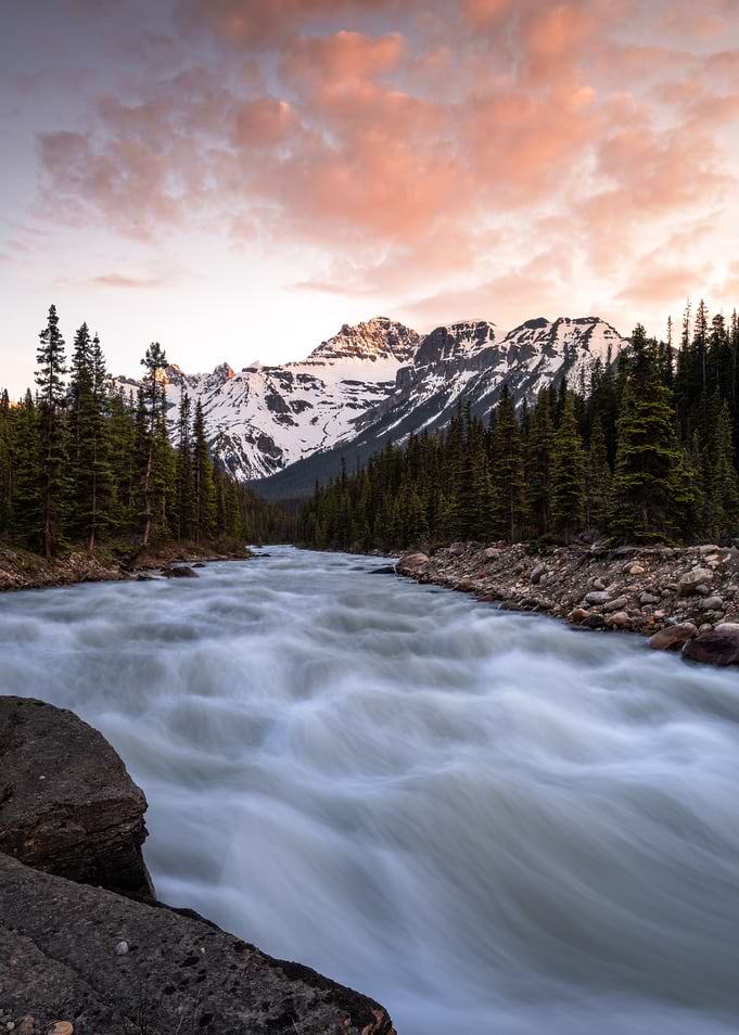 Majestic Mountain River at Sunset