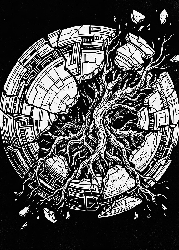 Tree Breaking Through Ancient System