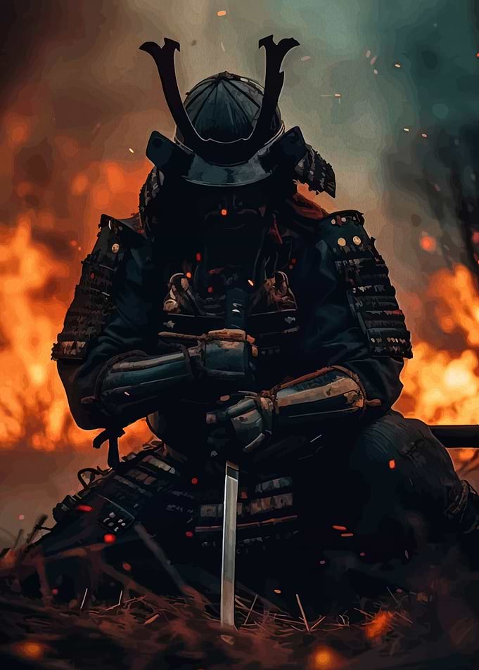 Samurai Warrior in Fire
