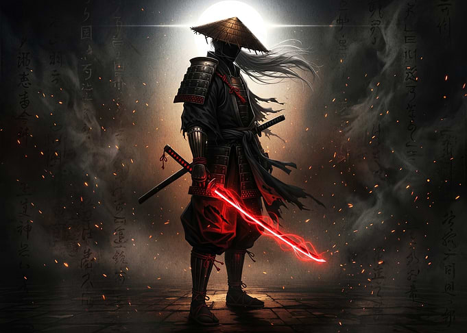 Samurai Warrior with Glowing Sword