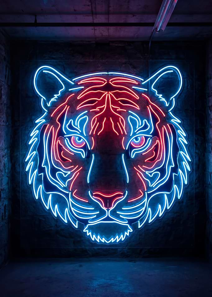 Neon Tiger Head Art