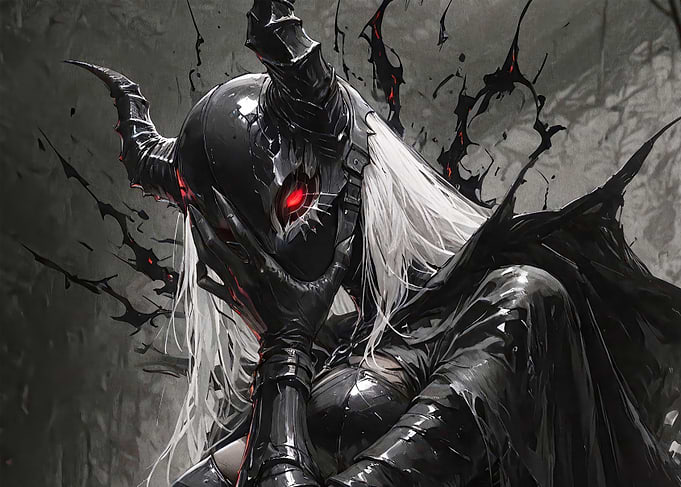 Dark Fantasy Warrior with Red Eyes