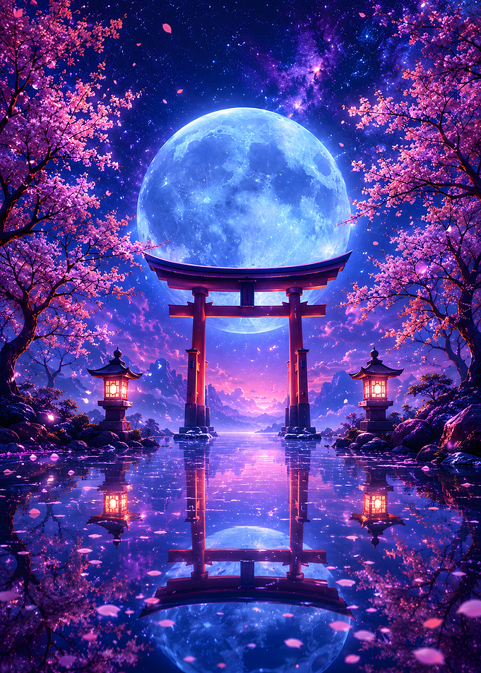 Magical Moonlit Japanese Garden