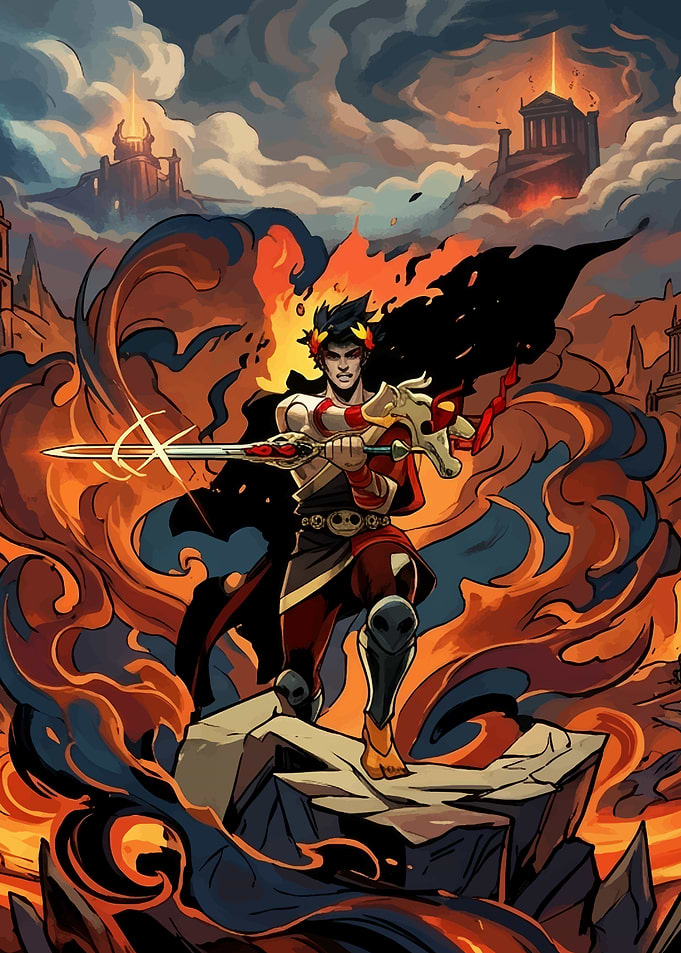 Zagreus with Sword Amidst Flames