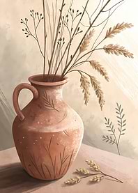 Still Life with Earthenware Vase and Dried Flowers