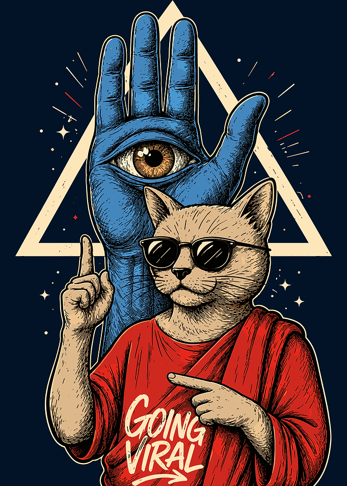 Cool Cat with All-Seeing Eye Hand