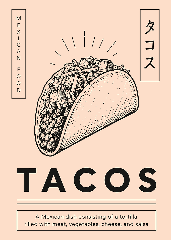 Vintage Taco Poster Mexican Food Wall Art Japanese Retro Kitchen Decor