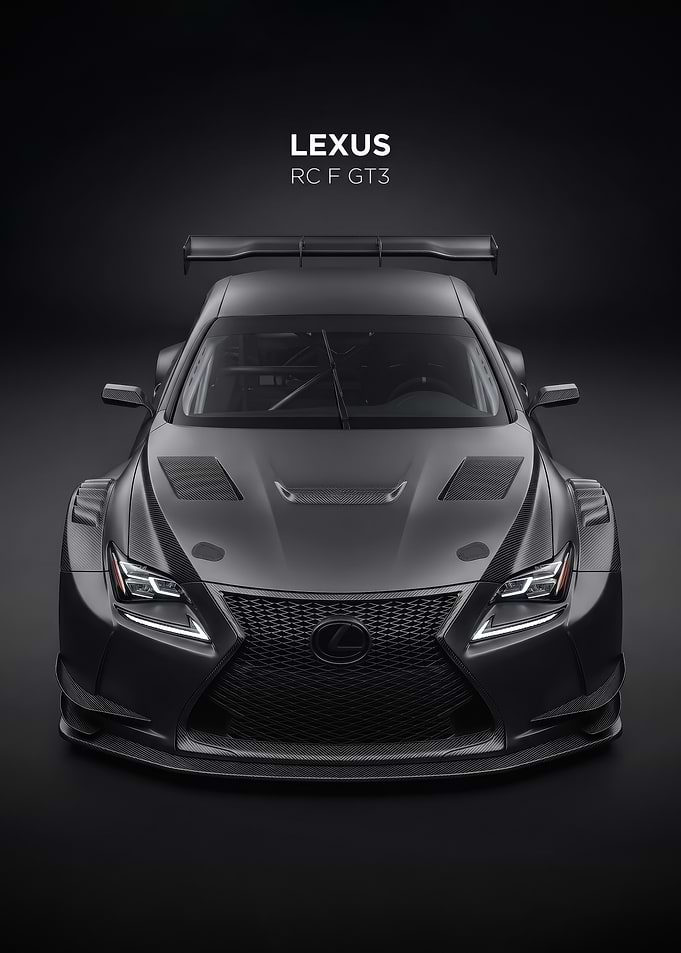 sleek dark Lexus RC F GT3 Race Car