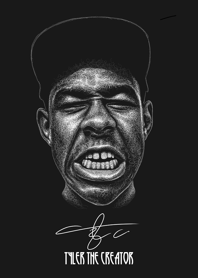 Tyler The Creator Scribble Art Style with Signature