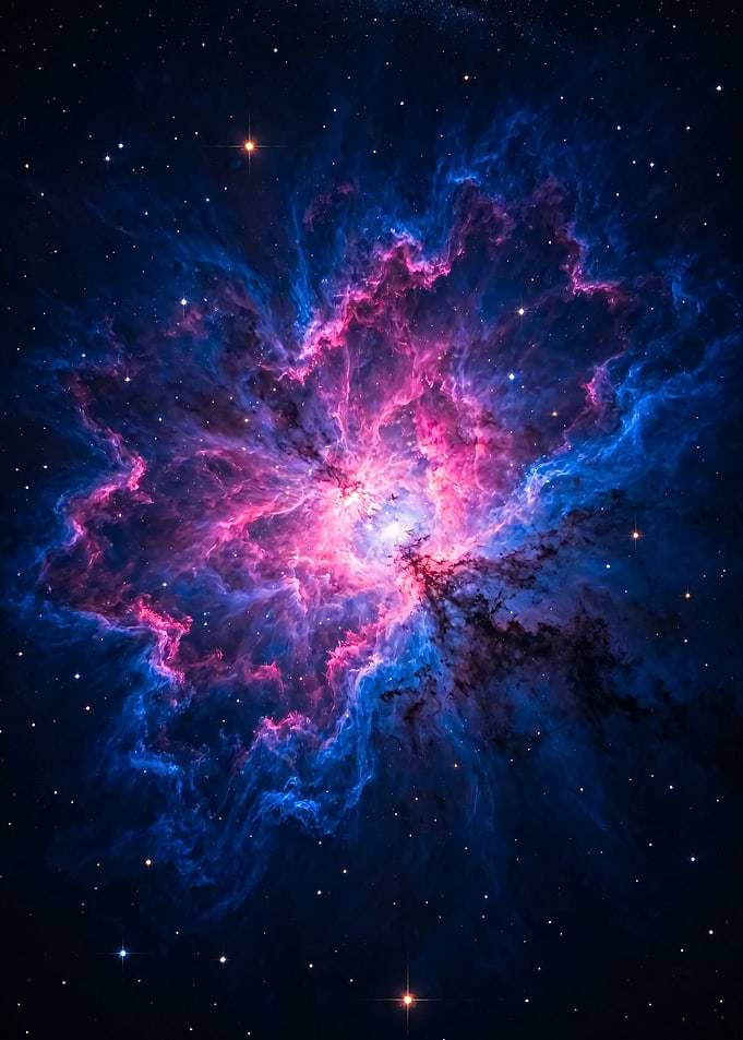 Hubble Crab Nebula Messier 1 – Cyberpunk Blue Pink Metal Poster