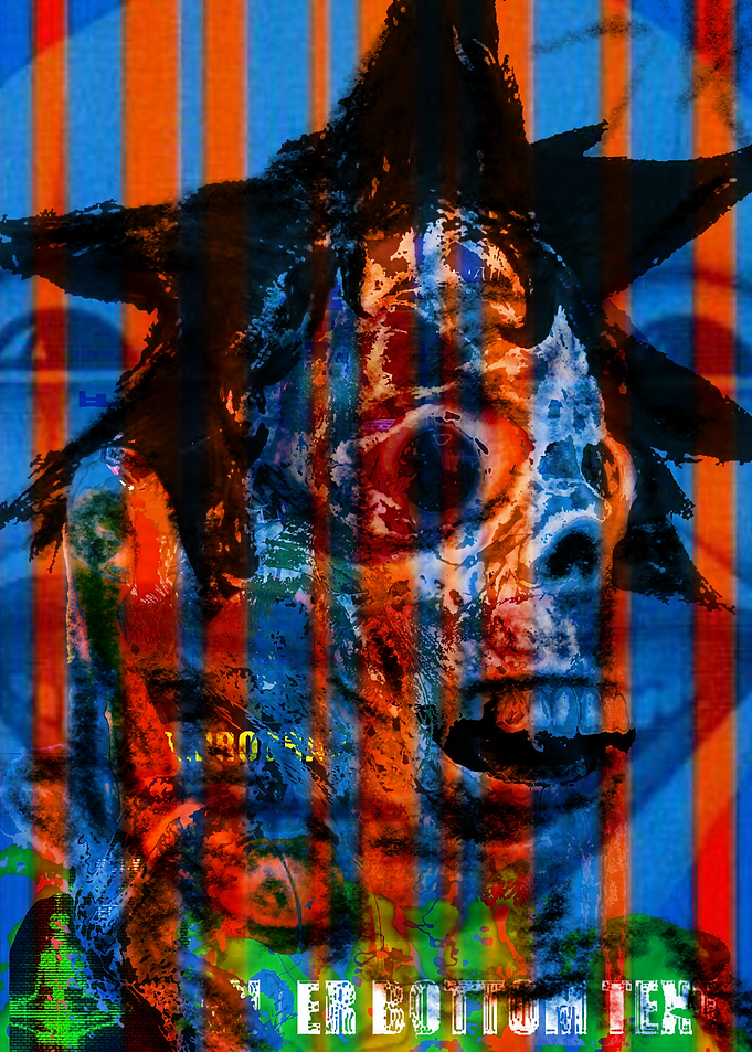 Distorted Zombie with Striped Background
