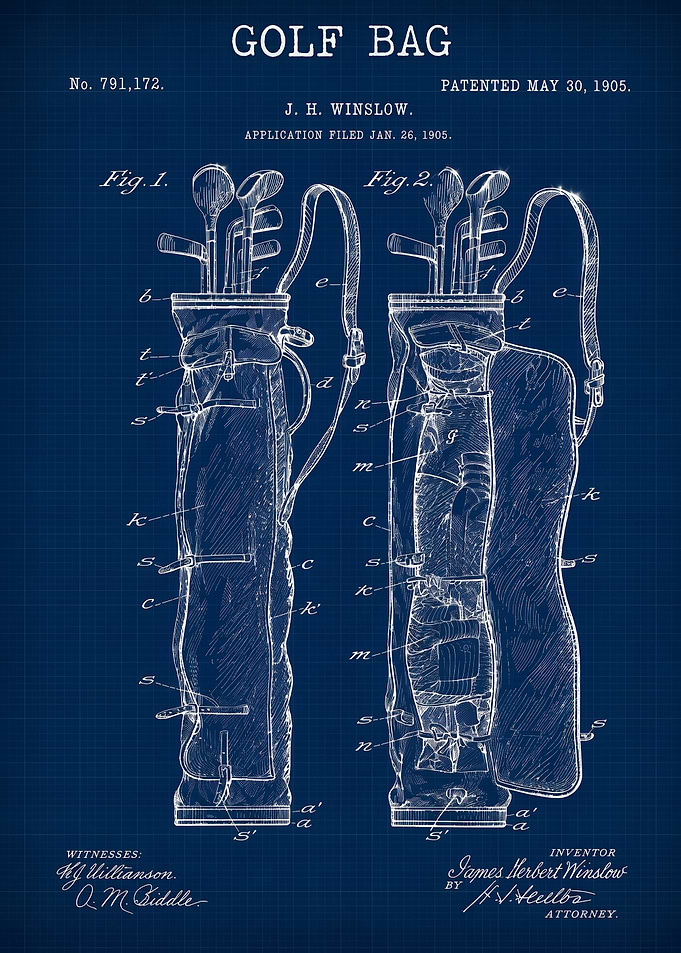 Vintage Golf Bag Patent Drawing