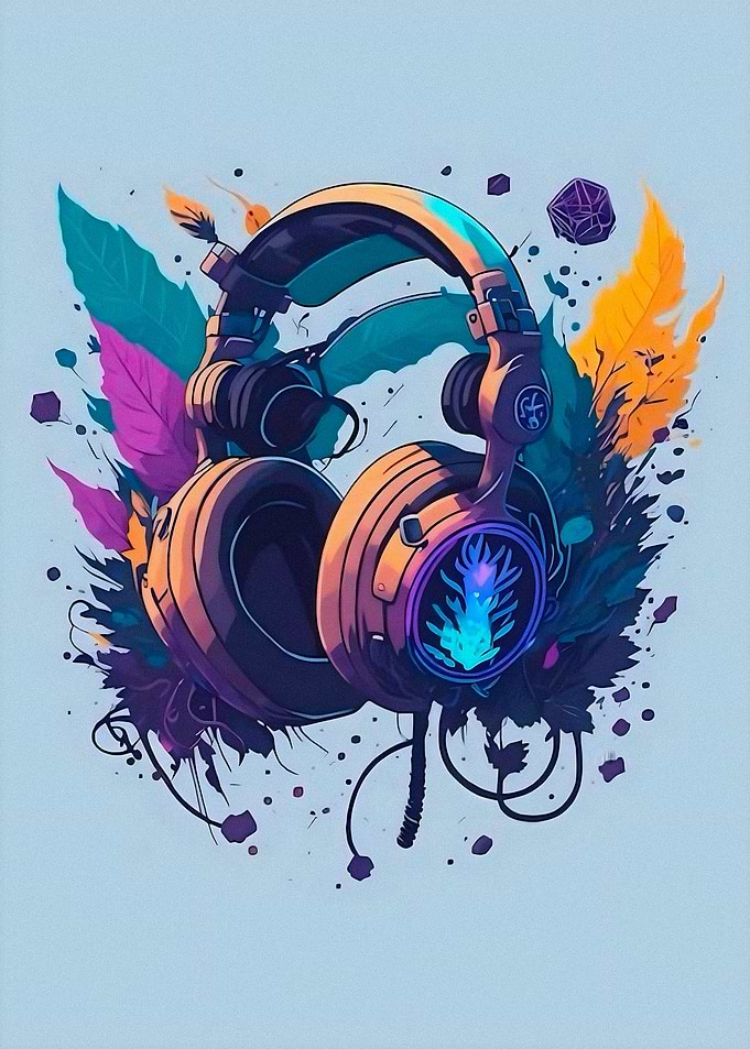 Headphones with Abstract Floral Design
