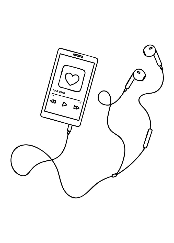 Smartphone with headphones and music player