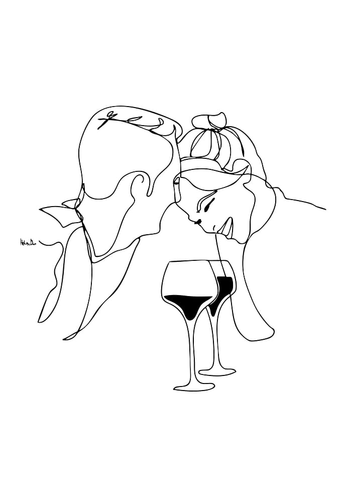 Couple sharing wine