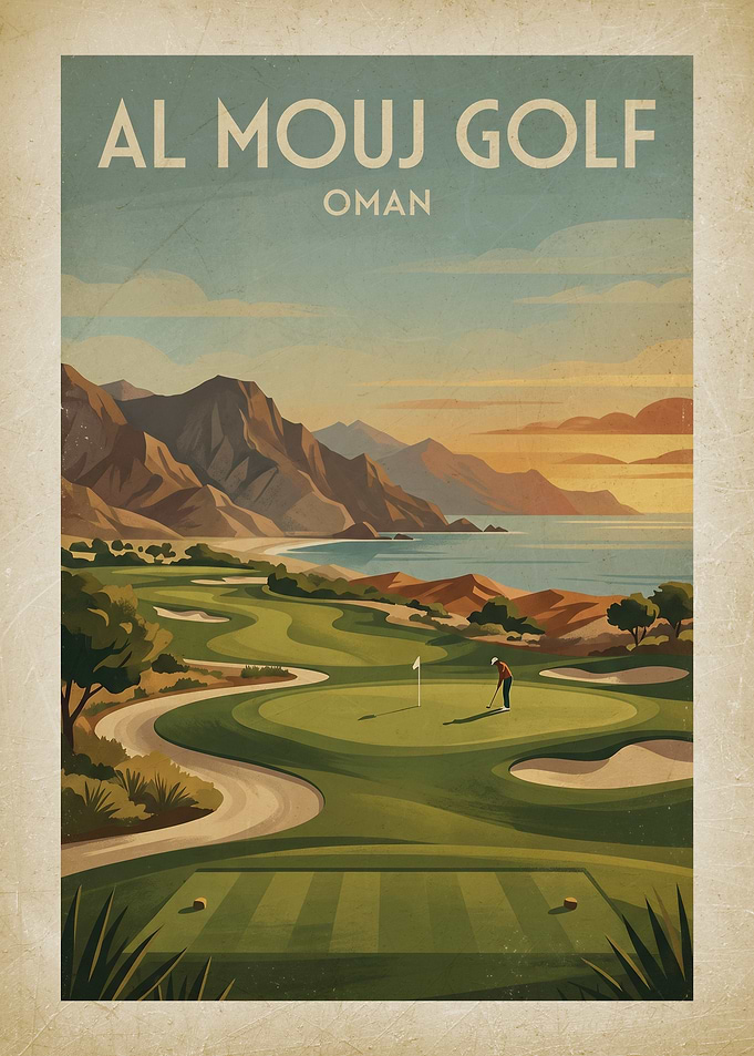 Al Mouj Golf Oman Vintage Poster