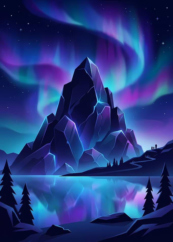 Aurora Borealis over Crystal Mountains