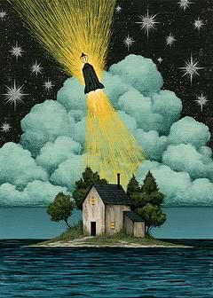 Mystical Lighthouse in a Starry Night