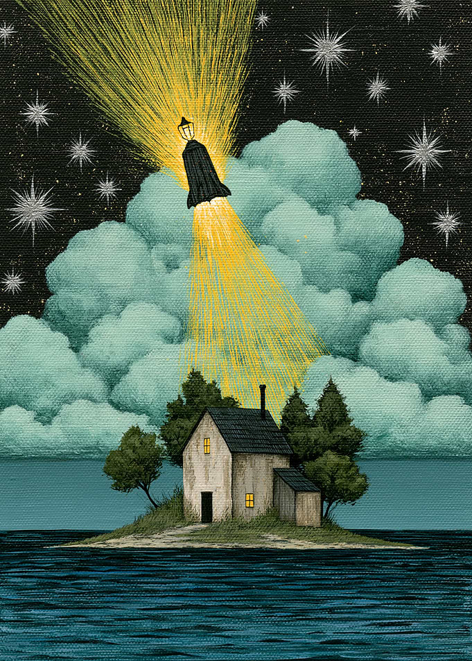 Mystical Lighthouse in a Starry Night