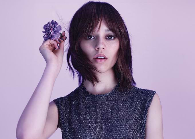 Jenna Ortega with Purple Flower