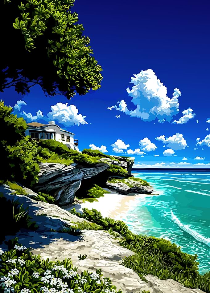 Coastal Villa Overlooking Turquoise Ocean