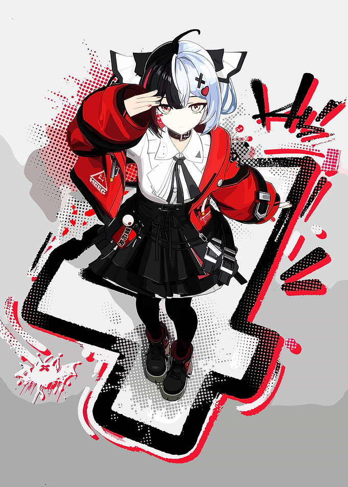 Anime Girl in Red Jacket and Skirt