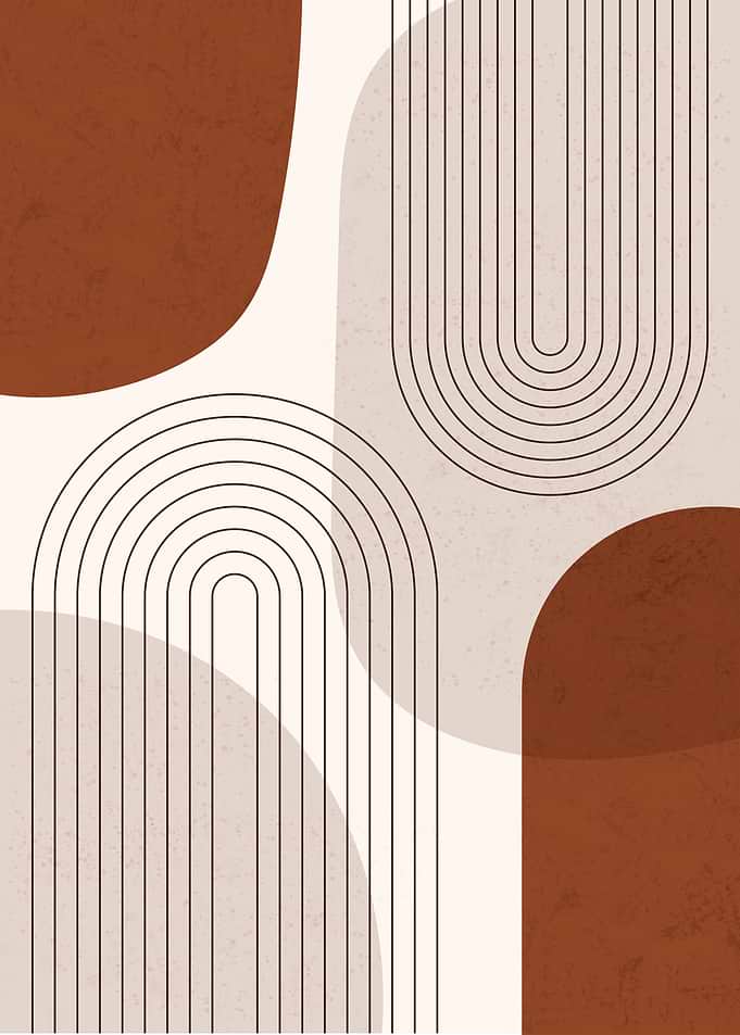 Terracotta Arch Harmony - Minimalist Japandi Abstract Lines