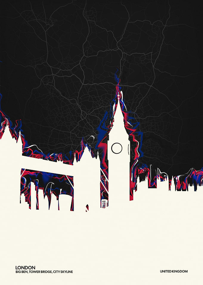 London Skyline with Abstract Colors