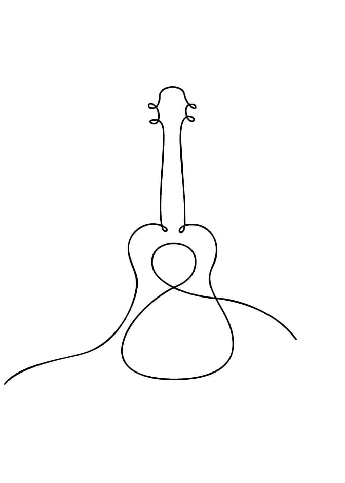 Minimalist Guitar Line Art
