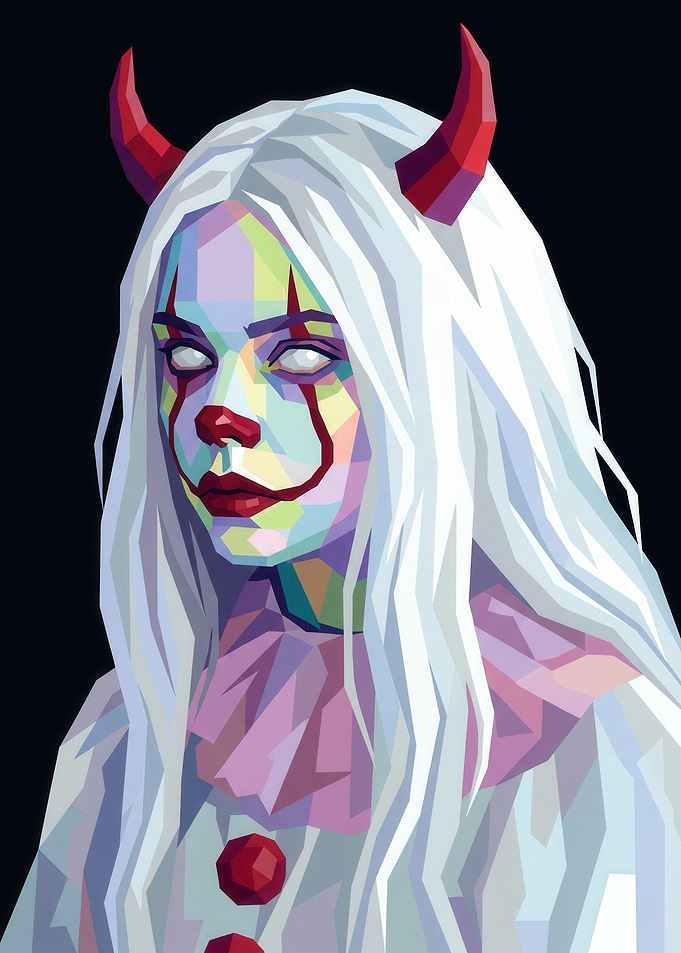 Creepy Clown with Horns