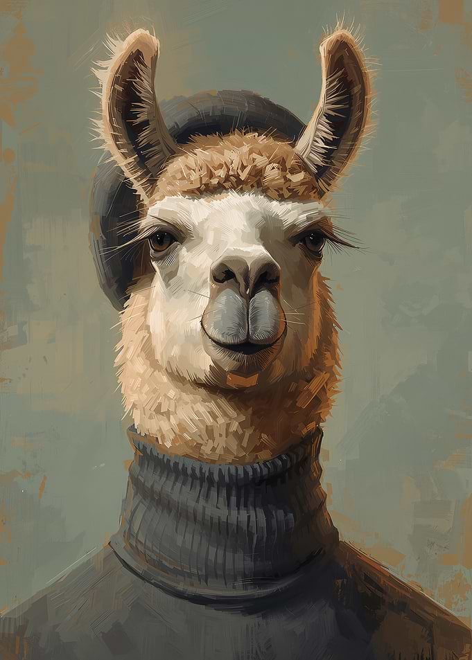 Llama in Beret and Turtleneck