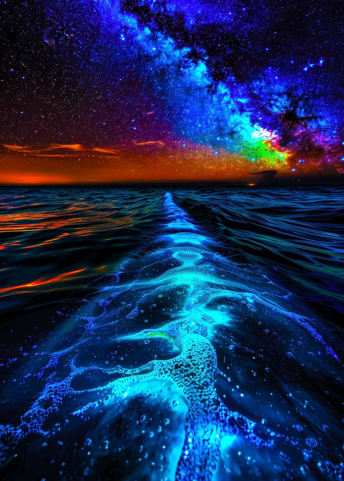 Ocean Under Starry Sky