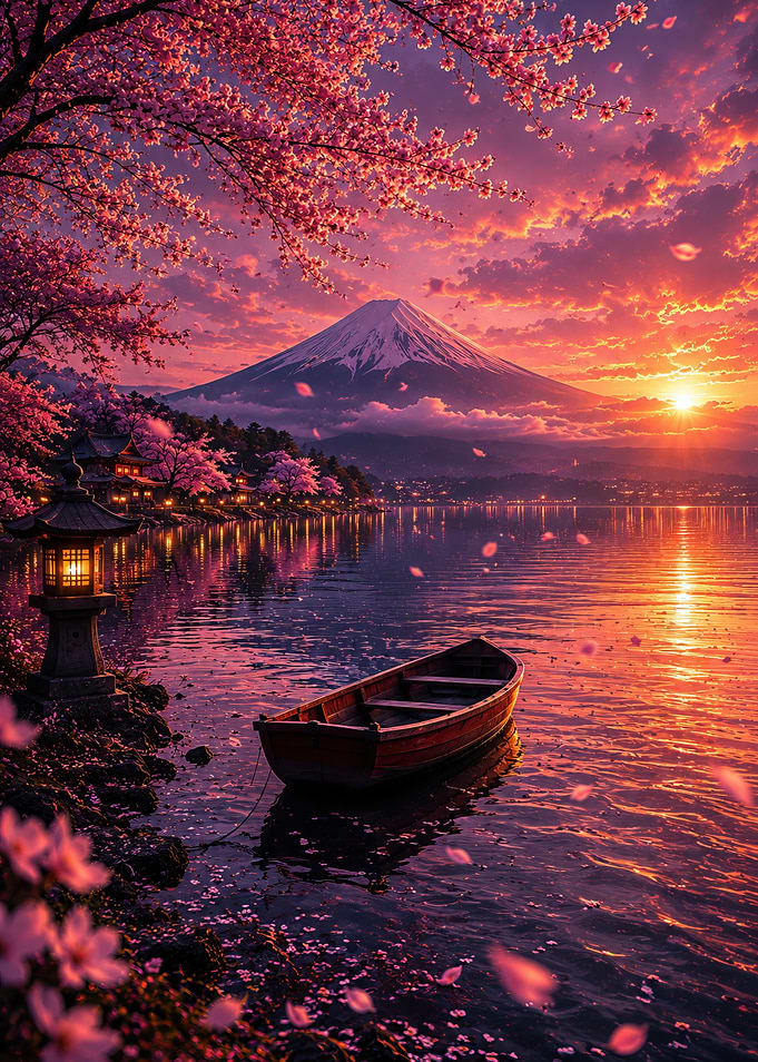 Serene Japanese Sunset Landscape
