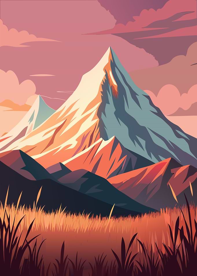 Mountain Landscape at Sunset