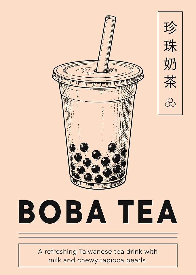 Vintage Boba Tea Poster Taiwanese Bubble Tea Kitchen Wall Art