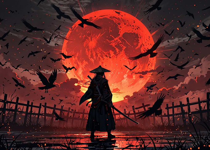 Samurai Under a Blood Moon