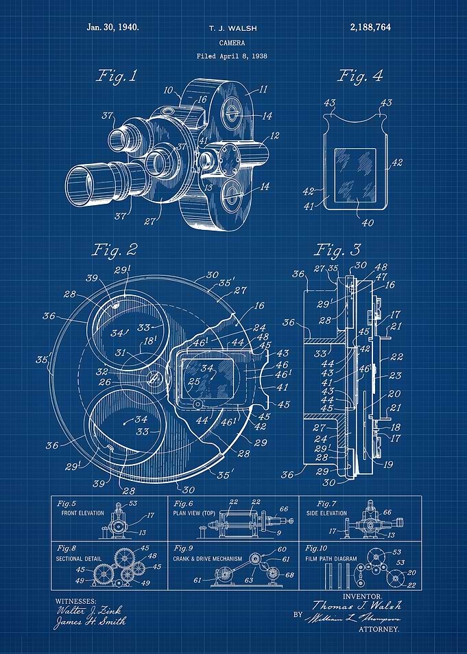 Vintage Camera Patent Blueprint