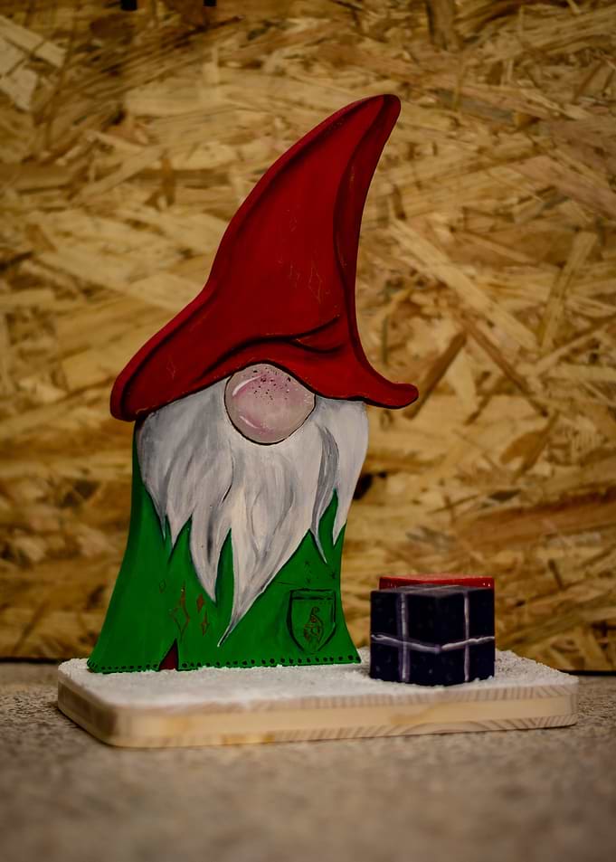 Hand-painted Gnome with Gift