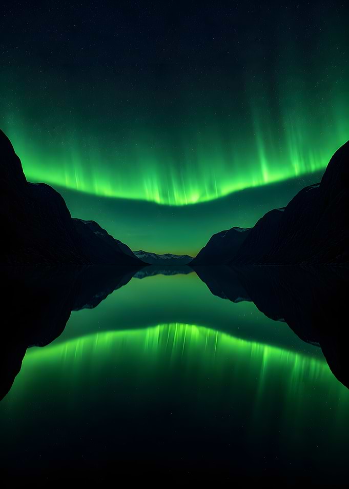 Aurora Borealis over a Fjord